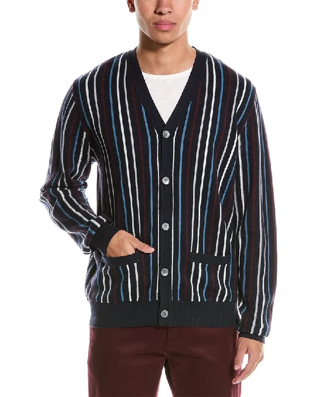 Todd Snyder Vertical Stripe Wool Cardigan Sporty Men's Tennis Sporty Men's Tennis Sporty Men's Tennis