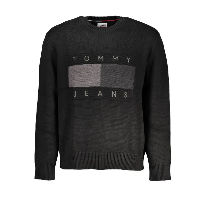 Tommy Hilfiger Elegant Crew Neck Cotton Sweater with Contrast Men's Details Monochromatic All Monochromatic All Monochromatic All