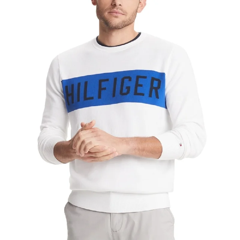 Tommy Hilfiger Men's Paul Logo Sweater White Size X-Small Laid Laid Laid