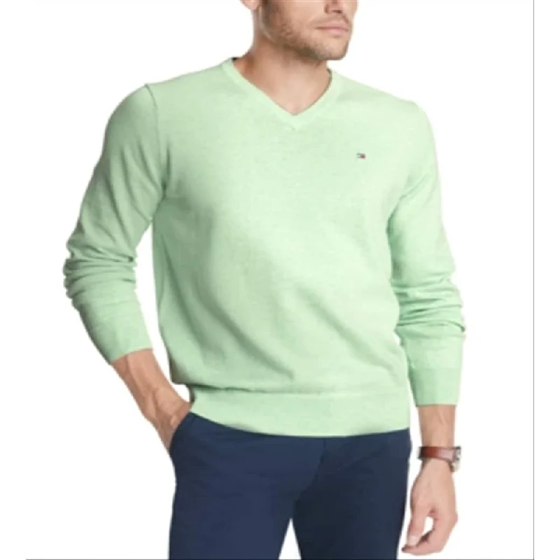 Tommy Hilfiger Men's Regular Fit Solid V Neck Sweater Green Size Medium Edgy Men's Punk Edgy Men's Punk Edgy Men's Punk