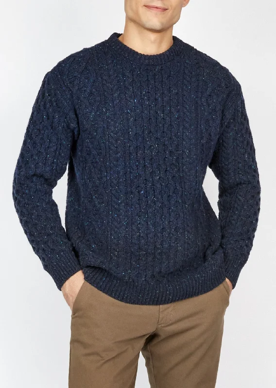 IrelandsEye Cashmere Aran Sweater | Rich Navy Relaxed Men's Beach Relaxed Men's Beach Relaxed Men's Beach