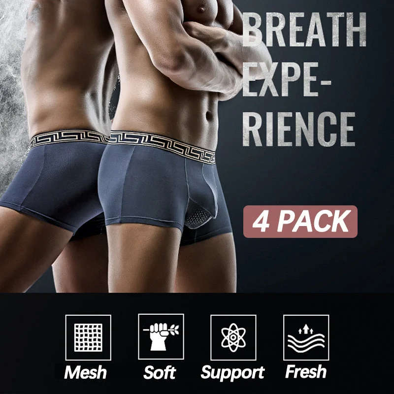 4 Pack Separate Ball Breathable Trunks Monochromatic Office Style Monochromatic Office Style