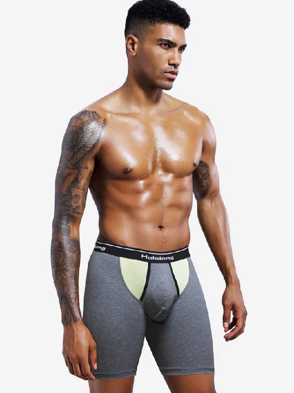 Dual Pouch Men's Long Legs Sports Boxer Briefs Sleek Men's Metallic Sleek Men's Metallic