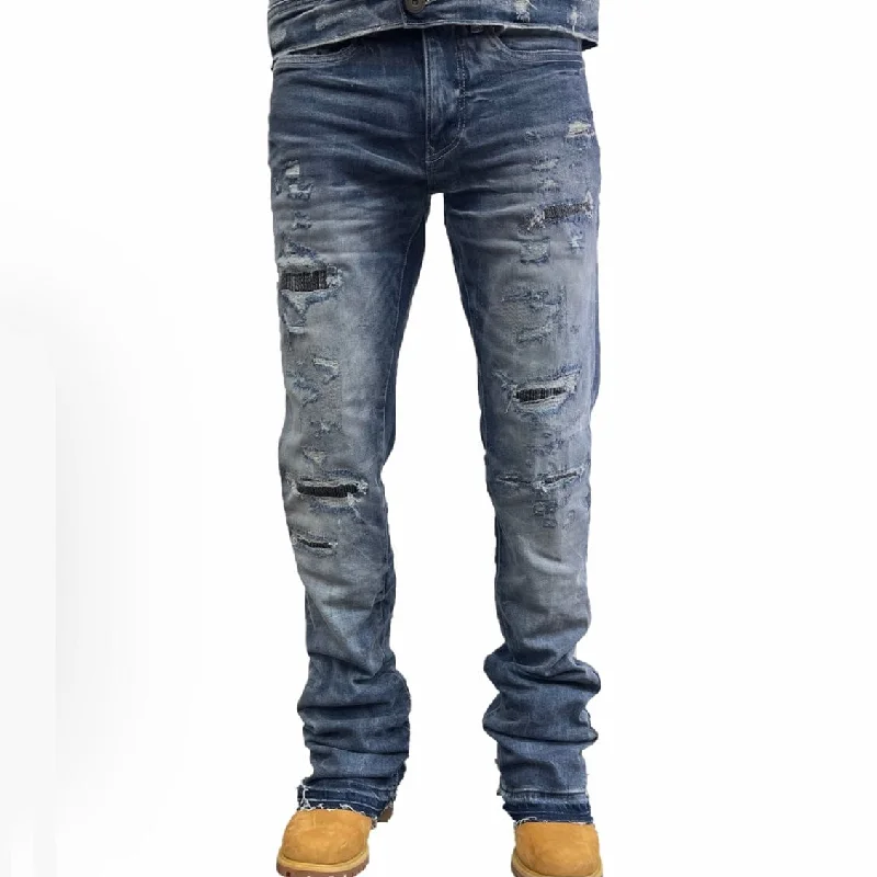 Jordan Craig Theo Slight Flare Stack Denim (Aged Wash) JF300R Edgy Men's Punk Edgy Men's Punk