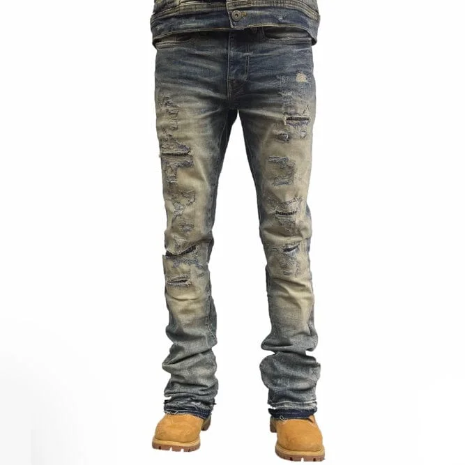 Jordan Craig Theo Slight Flare Stack Denim (Lager) JF300R Sophisticated Men's French Sophisticated Men's French