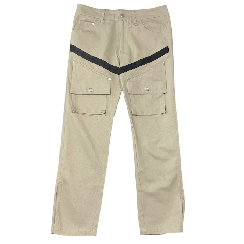 Lifted Anchors Helix Striped Cargos Pants (Stone Tan) LASP122-9 Elegant Men's Cashmere Elegant Men's Cashmere