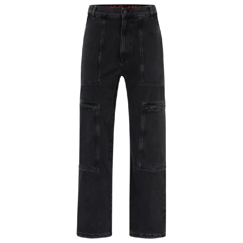 Loose-fit jeans in black denim with adjustable hems Lumberjack Lumberjack