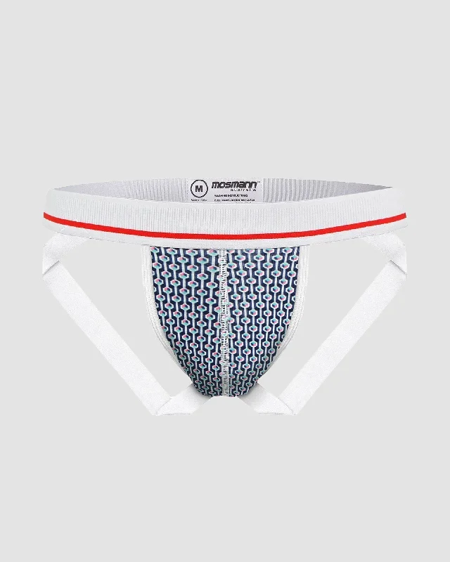 Mens Bamboo Jockstrap - Blue Geometric Dynamic Men's High Dynamic Men's High