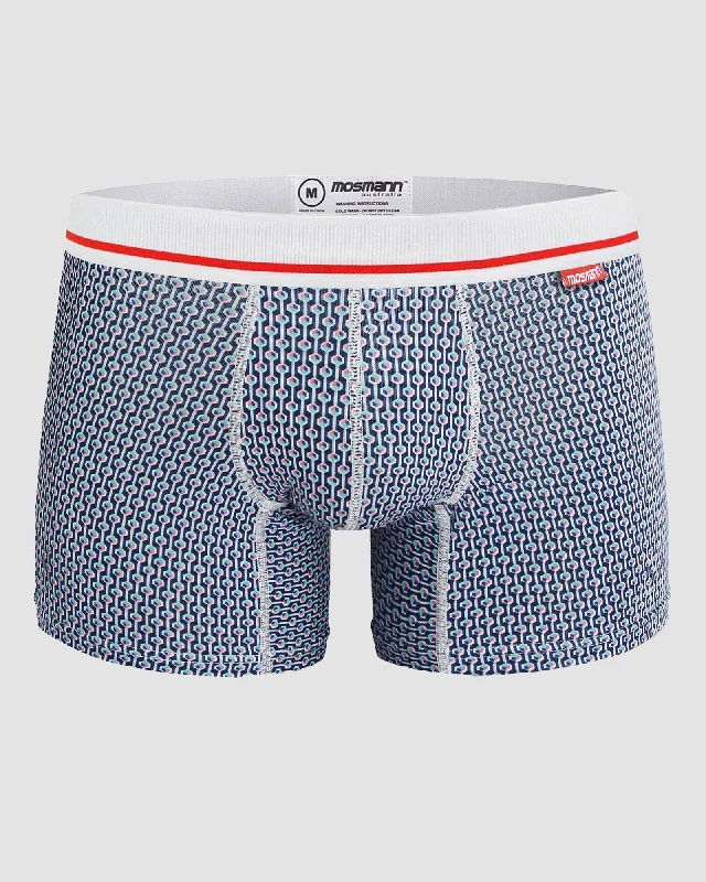 MENS BAMBOO TRUNK  - BLUE GEO Athletic Men's Compression Athletic Men's Compression