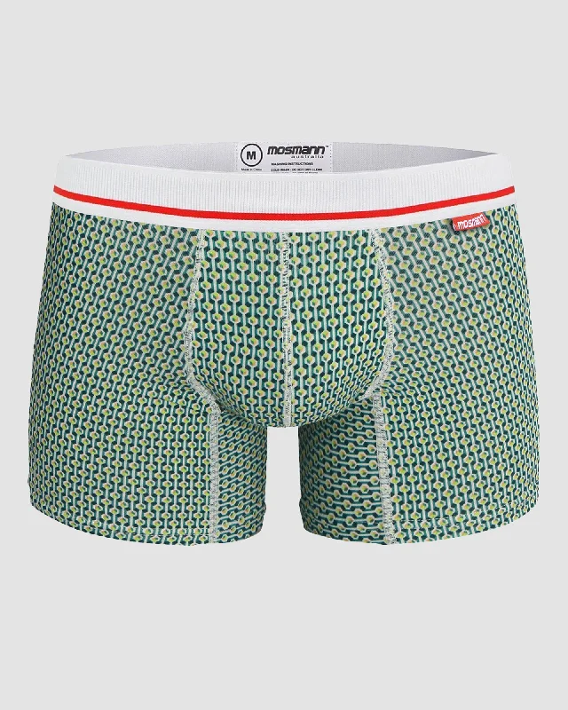 MENS BAMBOO TRUNK  - GREEN GEO Modern Men's Geometric Modern Men's Geometric