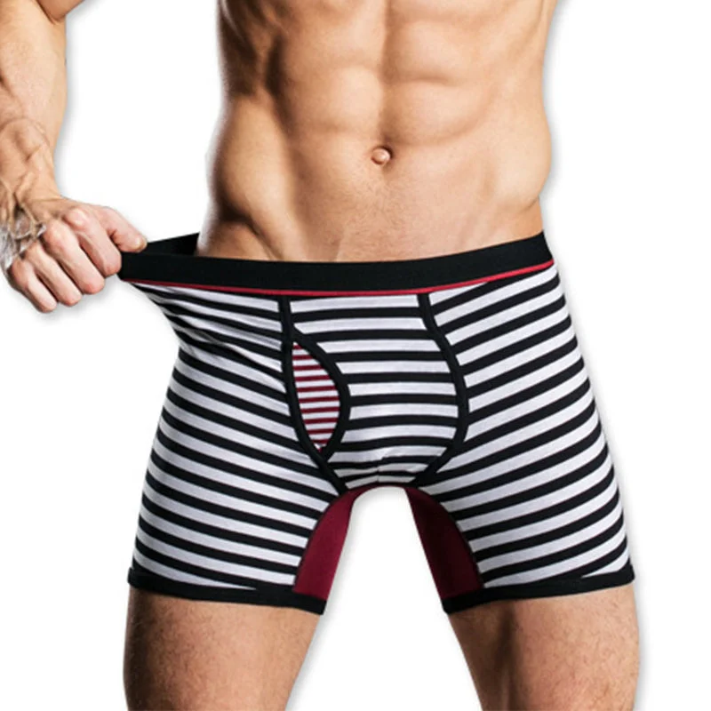 Men's Fly Front with Pouch Striped Cotton Boxer Briefs Minimalist Men's Casual  Minimalist Men's Casual 