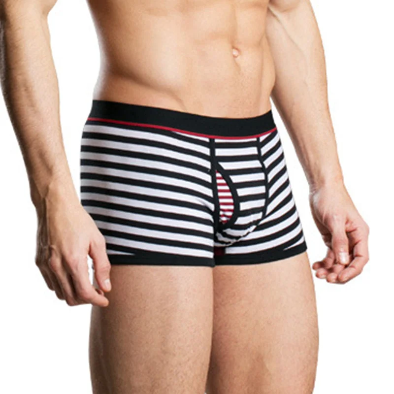 Men's Striped Cotton Sports Boxer Briefs Streetwear Style Streetwear Style